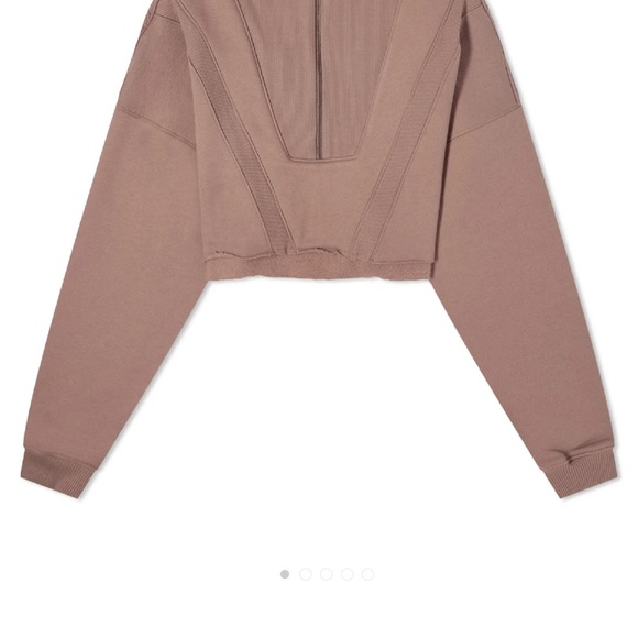 JOAH BROWN HALF ZIP CROP SWEATshirt PEPPERCORN medium large - Picture 8 of 10